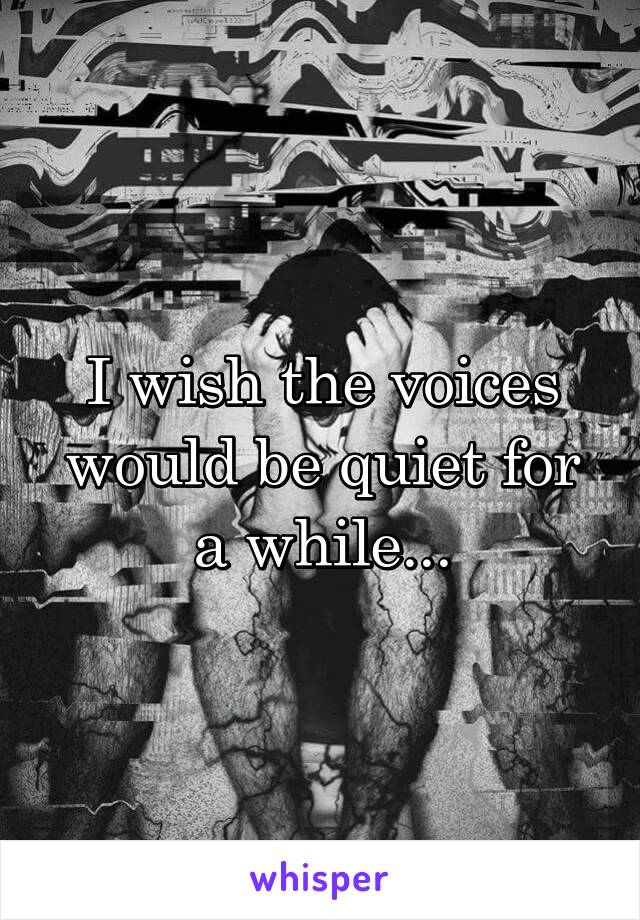 I wish the voices would be quiet for a while...