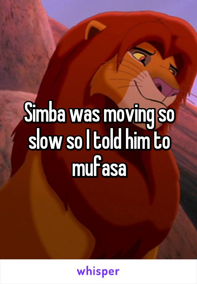 Simba was moving so slow so I told him to mufasa