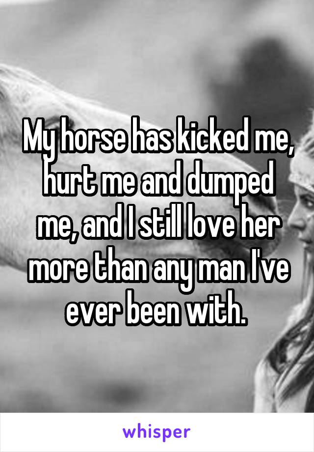 My horse has kicked me, hurt me and dumped me, and I still love her more than any man I've ever been with. 