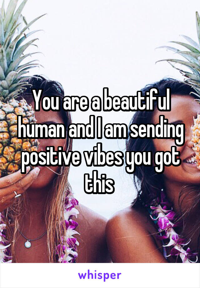 You are a beautiful human and I am sending positive vibes you got this 