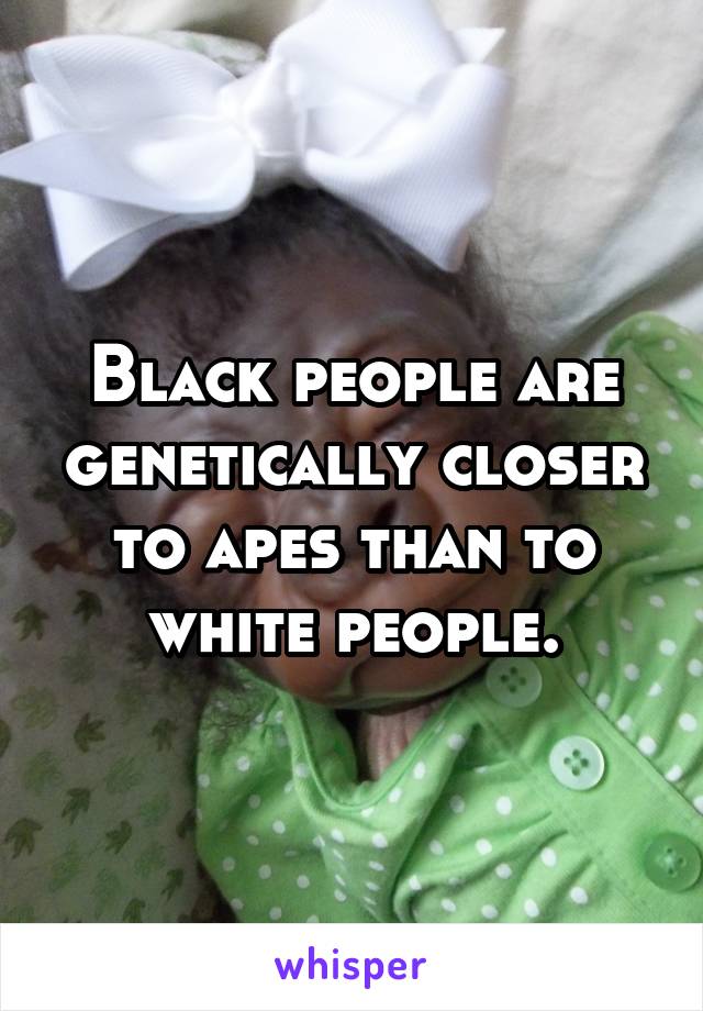 Black people are genetically closer to apes than to white people.
