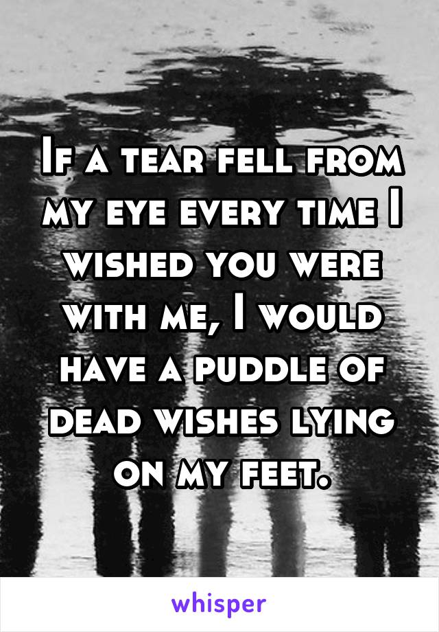 If a tear fell from my eye every time I wished you were with me, I would have a puddle of dead wishes lying on my feet.