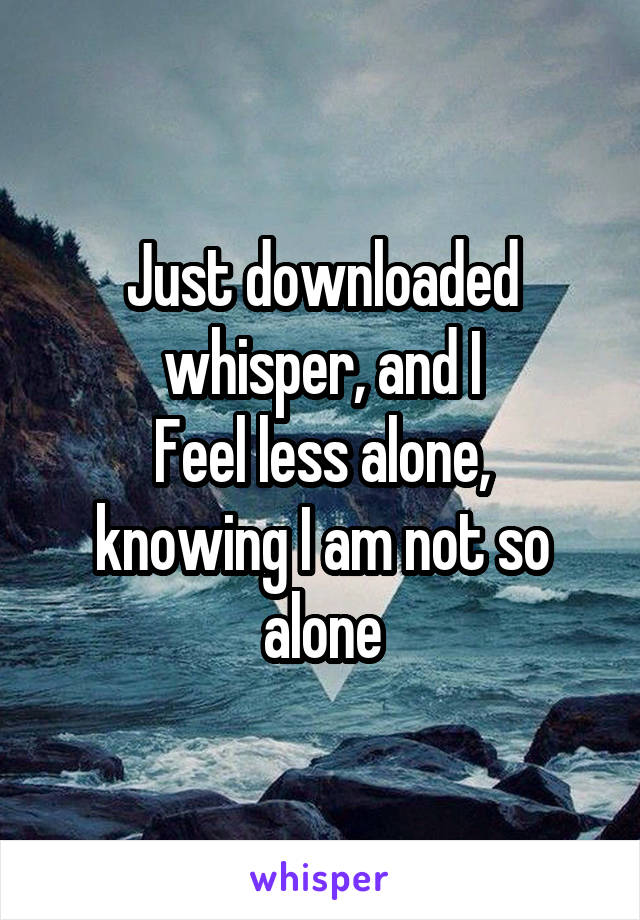 Just downloaded whisper, and I
Feel less alone, knowing I am not so alone