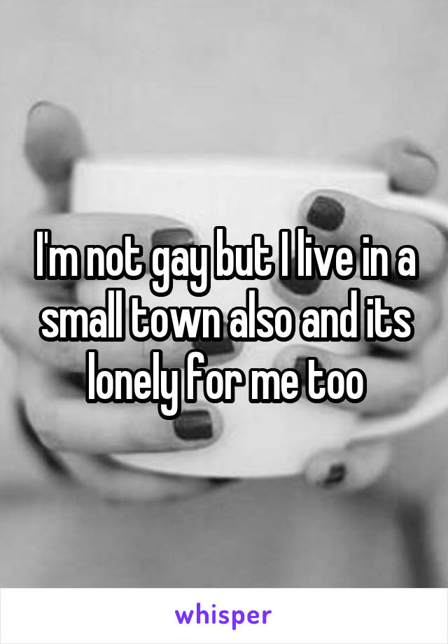 I'm not gay but I live in a small town also and its lonely for me too