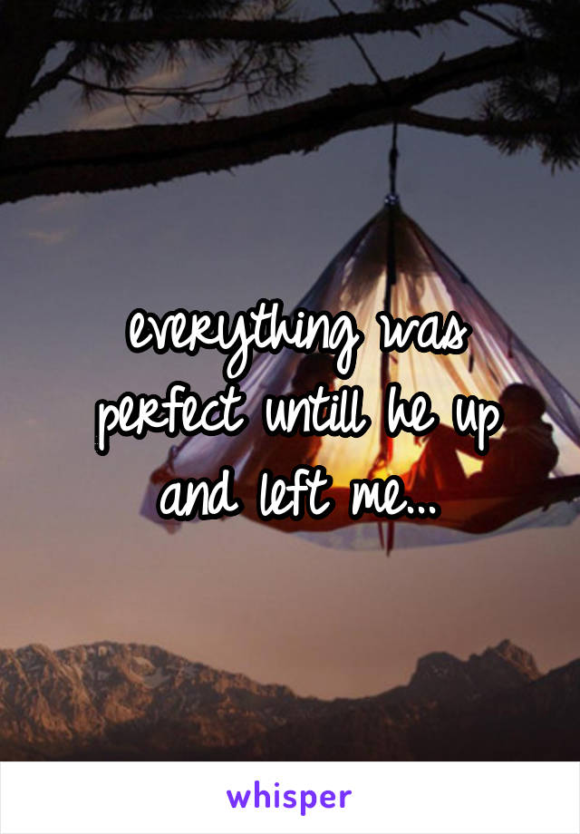 everything was perfect untill he up and left me...
