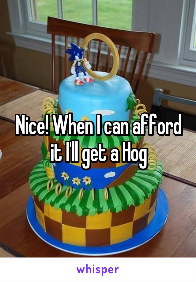 Nice! When I can afford it I'll get a Hog