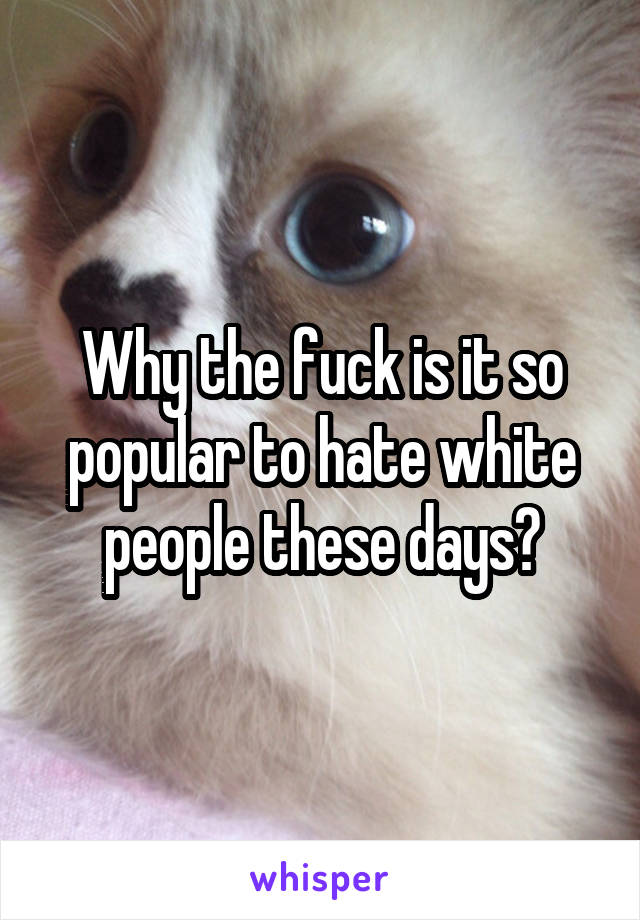 Why the fuck is it so popular to hate white people these days?