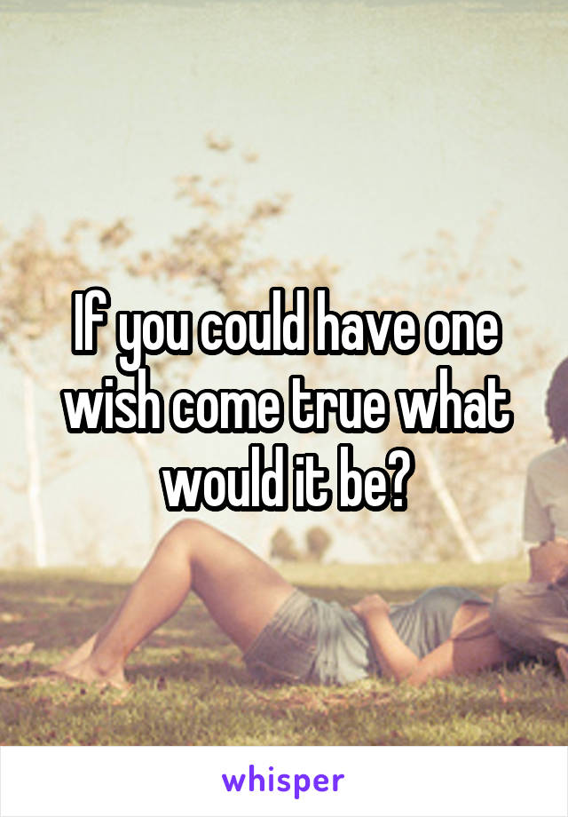 If you could have one wish come true what would it be?
