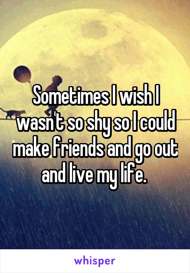 Sometimes I wish I wasn't so shy so I could make friends and go out and live my life. 