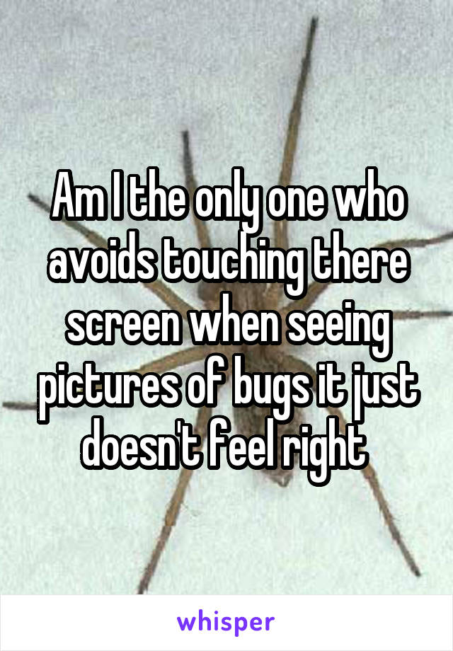 Am I the only one who avoids touching there screen when seeing pictures of bugs it just doesn't feel right 