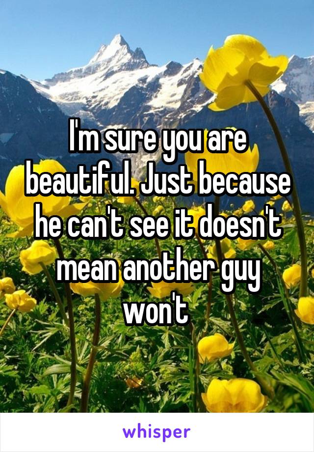 I'm sure you are beautiful. Just because he can't see it doesn't mean another guy won't 