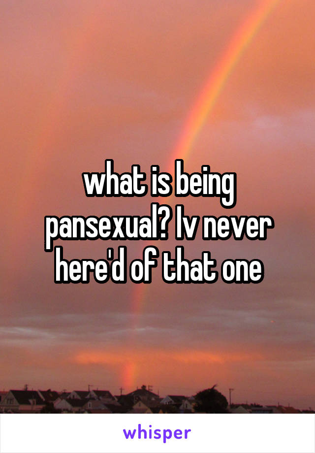 what is being pansexual? Iv never here'd of that one