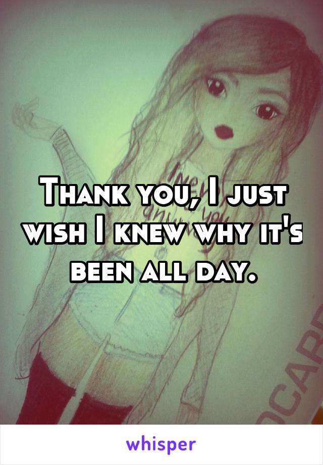 Thank you, I just wish I knew why it's been all day.