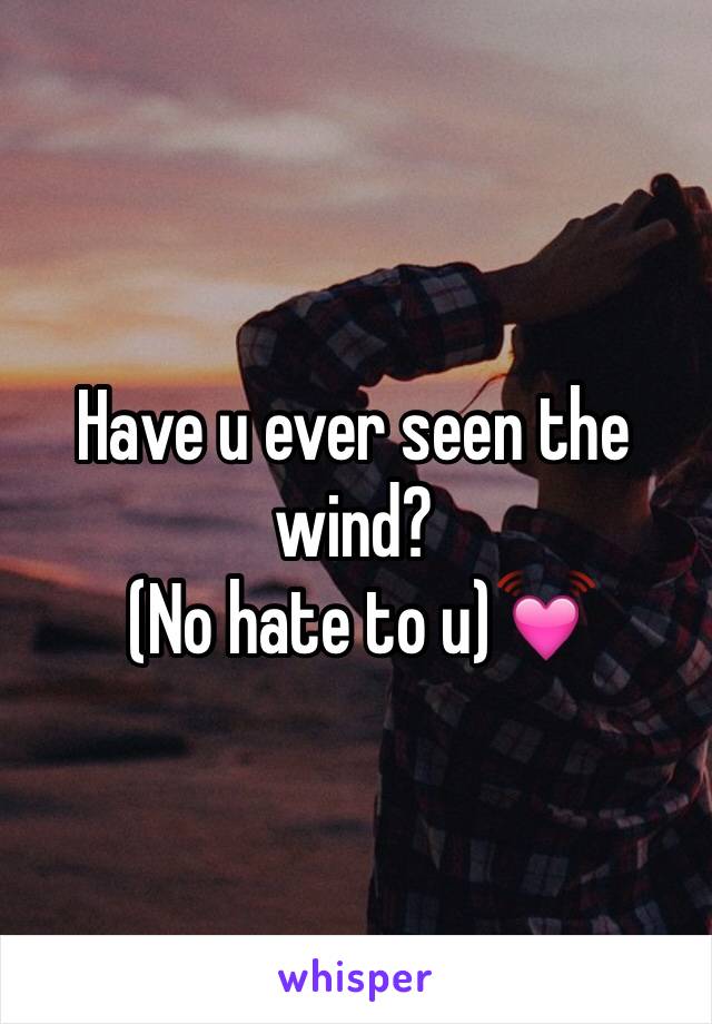 Have u ever seen the wind? 
 (No hate to u)💓
