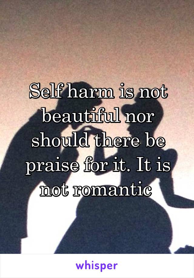 Self harm is not beautiful nor should there be praise for it. It is not romantic 
