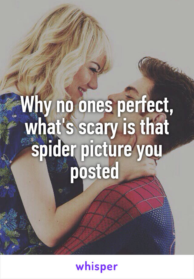 Why no ones perfect, what's scary is that spider picture you posted 