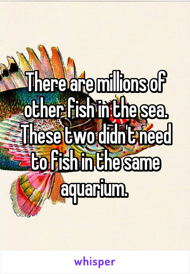 There are millions of other fish in the sea. These two didn't need to fish in the same aquarium. 