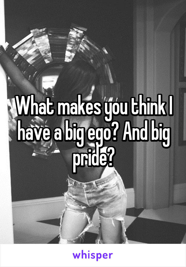 What makes you think I have a big ego? And big pride?