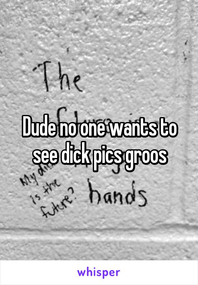 Dude no one wants to see dick pics groos