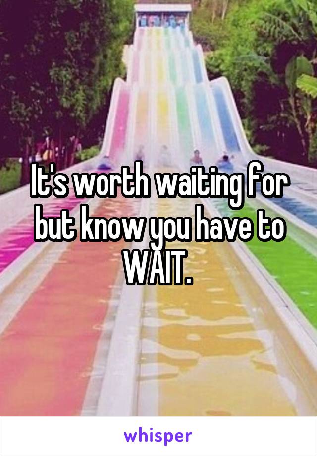 It's worth waiting for but know you have to WAIT. 