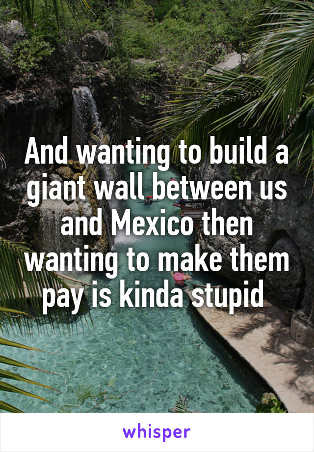 And wanting to build a giant wall between us and Mexico then wanting to make them pay is kinda stupid 
