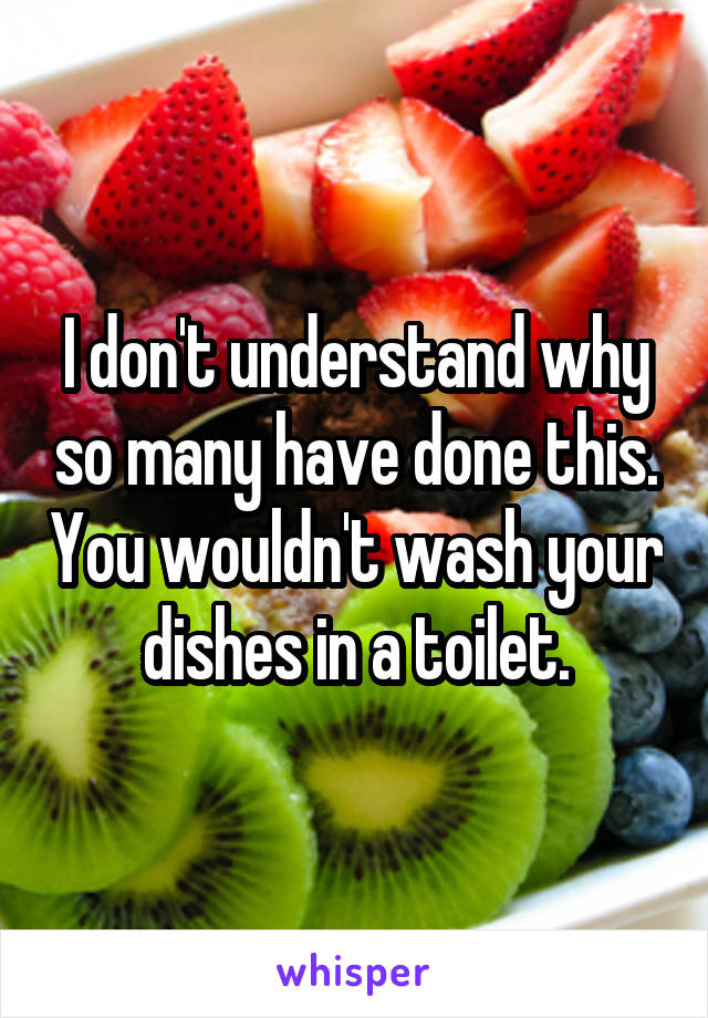 I don't understand why so many have done this. You wouldn't wash your dishes in a toilet.