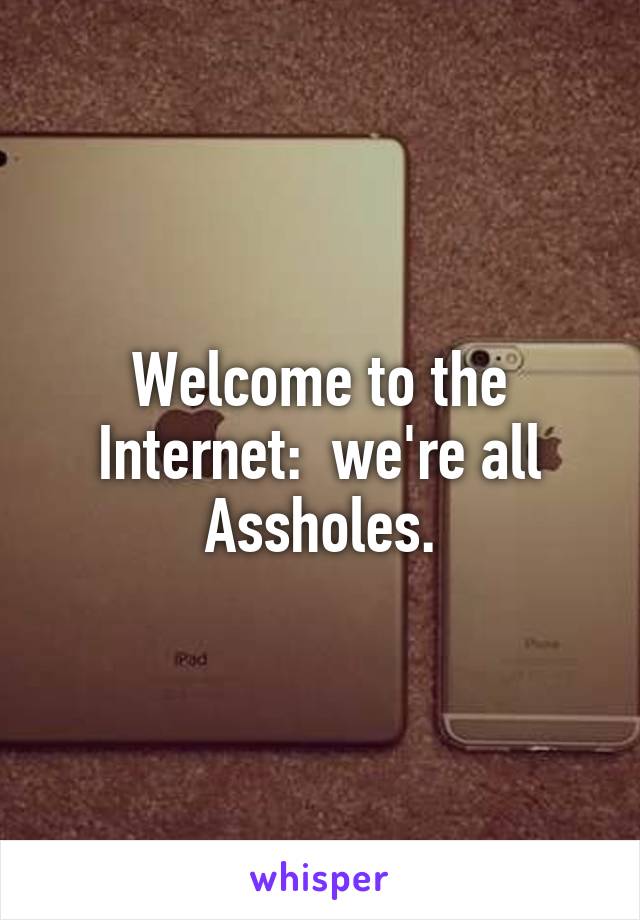 Welcome to the Internet:  we're all
Assholes.