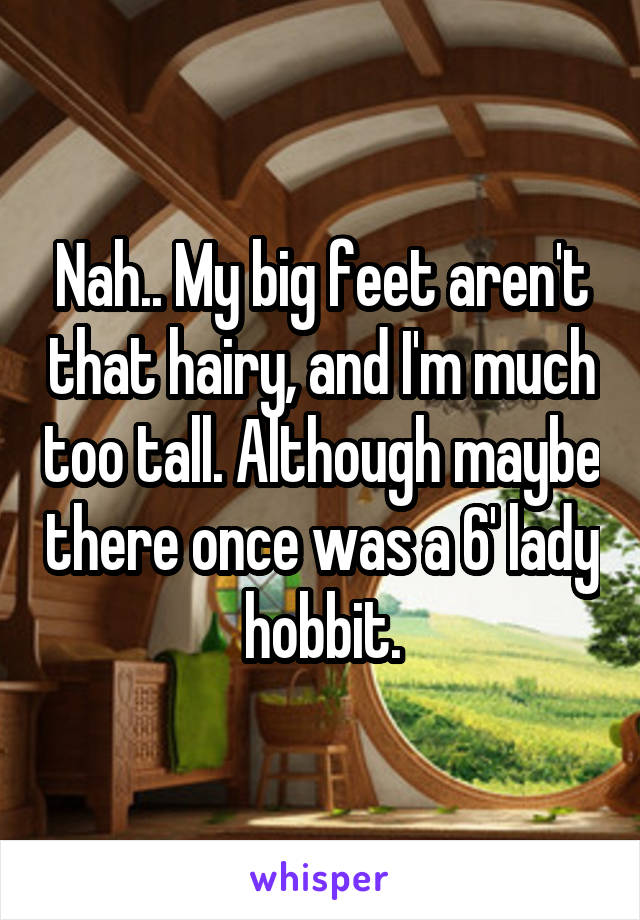 Nah.. My big feet aren't that hairy, and I'm much too tall. Although maybe there once was a 6' lady hobbit.