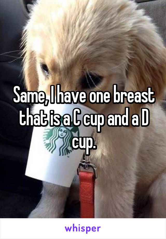 Same, I have one breast that is a C cup and a D cup.