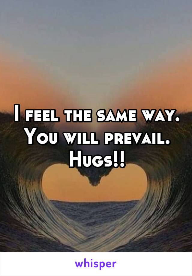 I feel the same way. You will prevail. Hugs!!