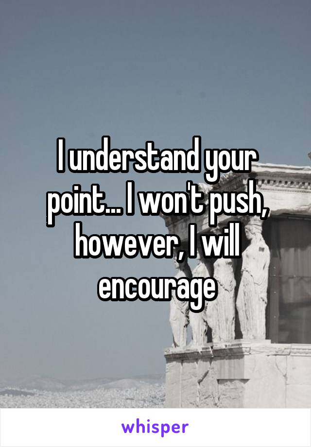 I understand your point... I won't push, however, I will encourage