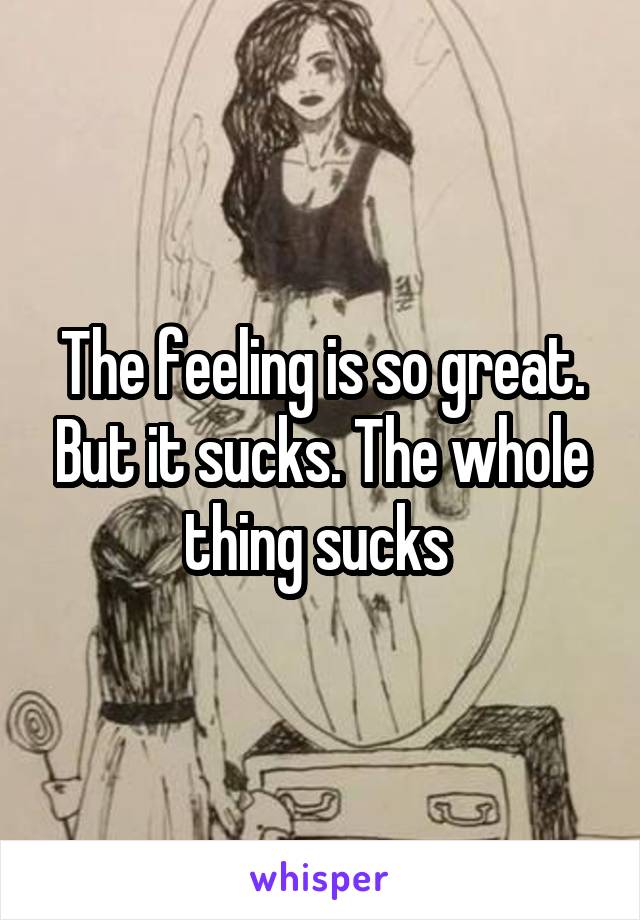 The feeling is so great. But it sucks. The whole thing sucks 