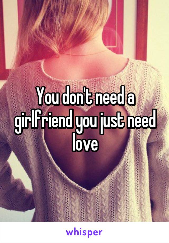 You don't need a girlfriend you just need love