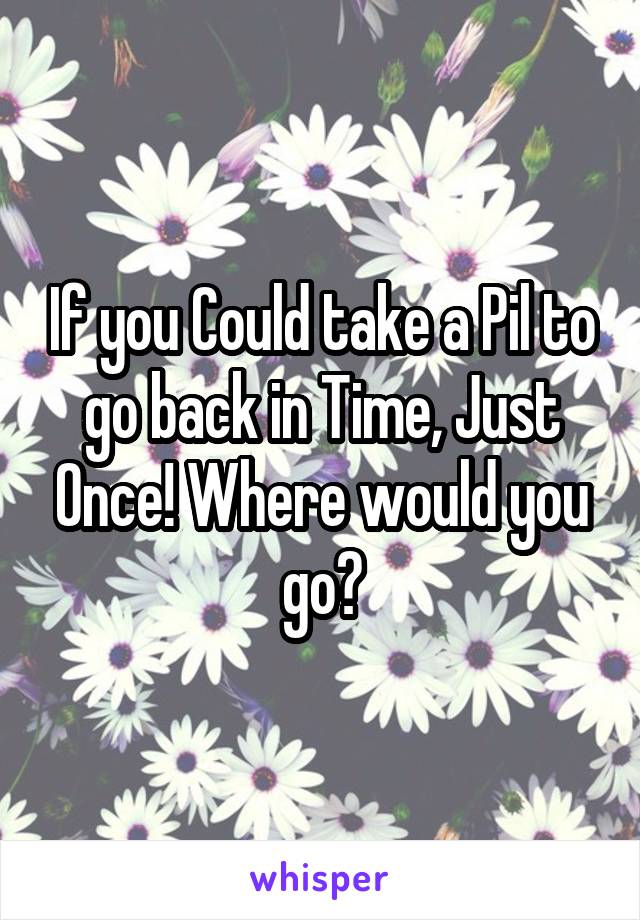 If you Could take a Pil to go back in Time, Just Once! Where would you go?