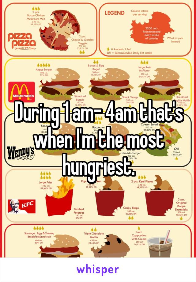During 1 am- 4am that's when I'm the most hungriest.