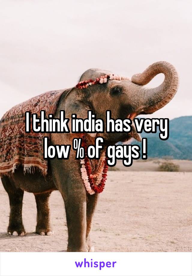 I think india has very low % of gays ! 