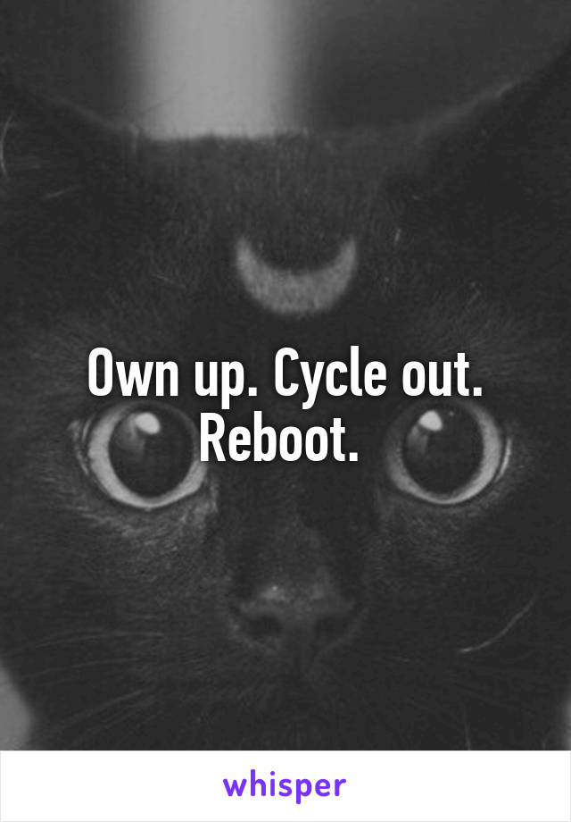 Own up. Cycle out. Reboot. 