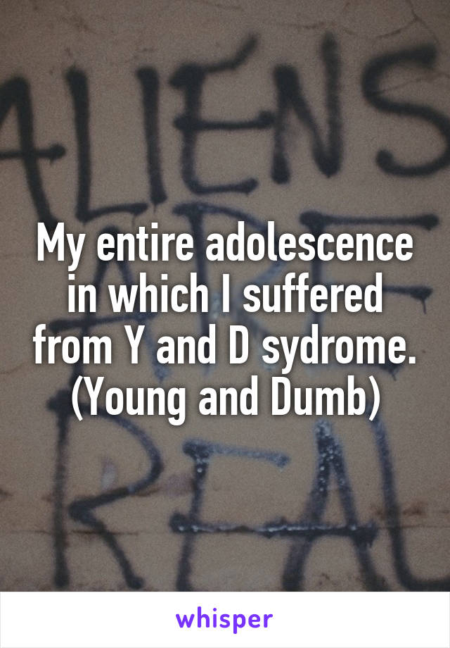 My entire adolescence in which I suffered from Y and D sydrome. (Young and Dumb)