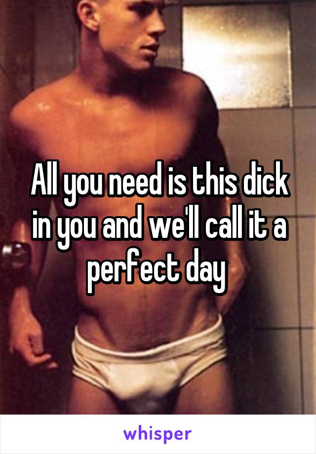 All you need is this dick in you and we'll call it a perfect day 