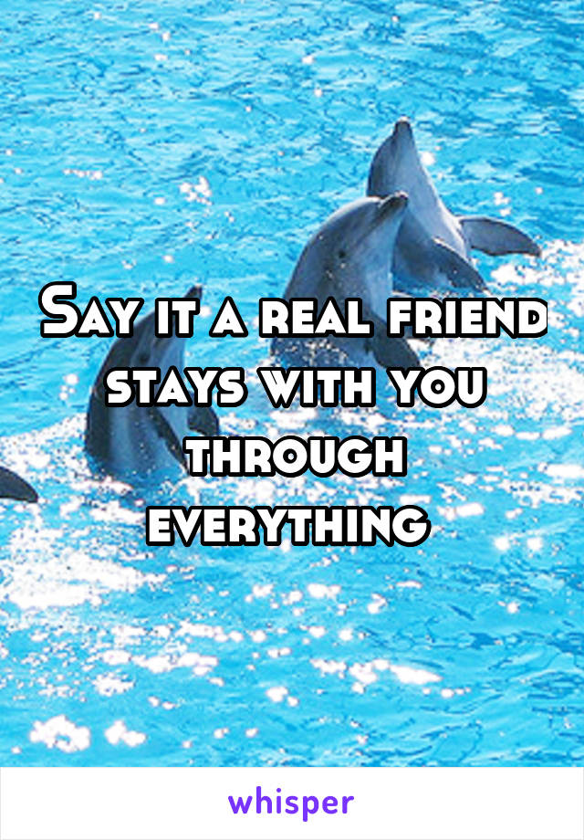 Say it a real friend stays with you through everything 