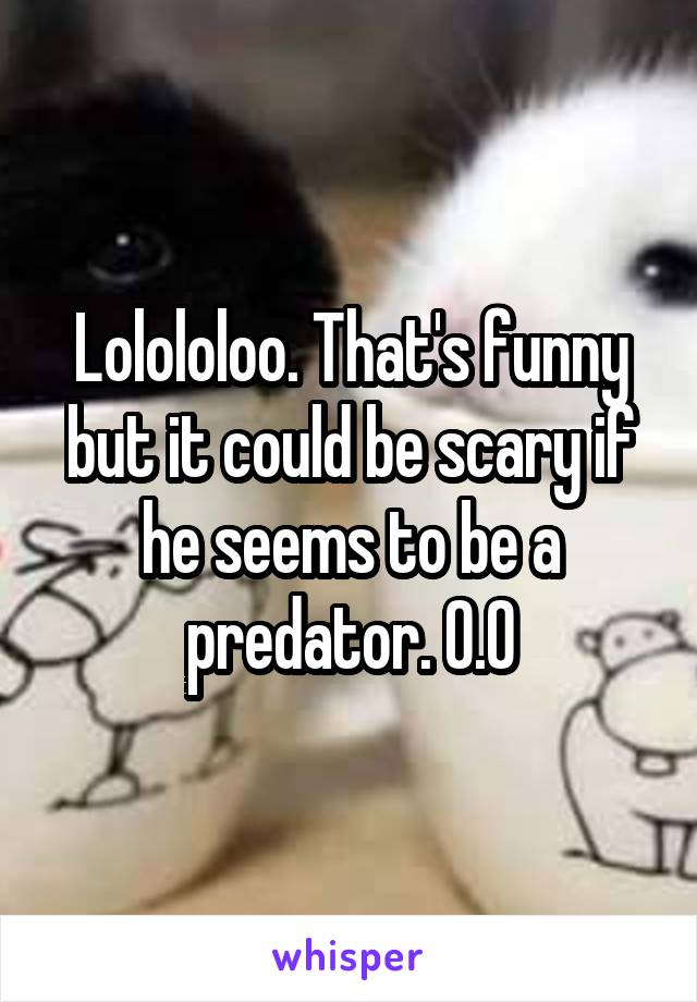 Lolololoo. That's funny but it could be scary if he seems to be a predator. O.O