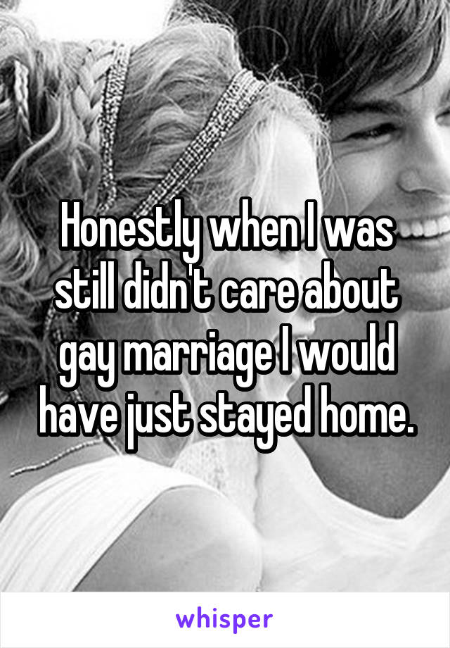 Honestly when I was still didn't care about gay marriage I would have just stayed home.