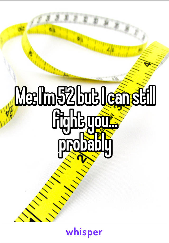Me: I'm 5'2 but I can still fight you...
probably