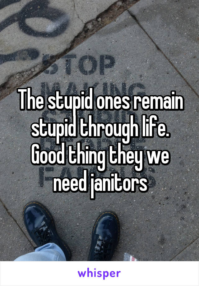 The stupid ones remain stupid through life. Good thing they we need janitors