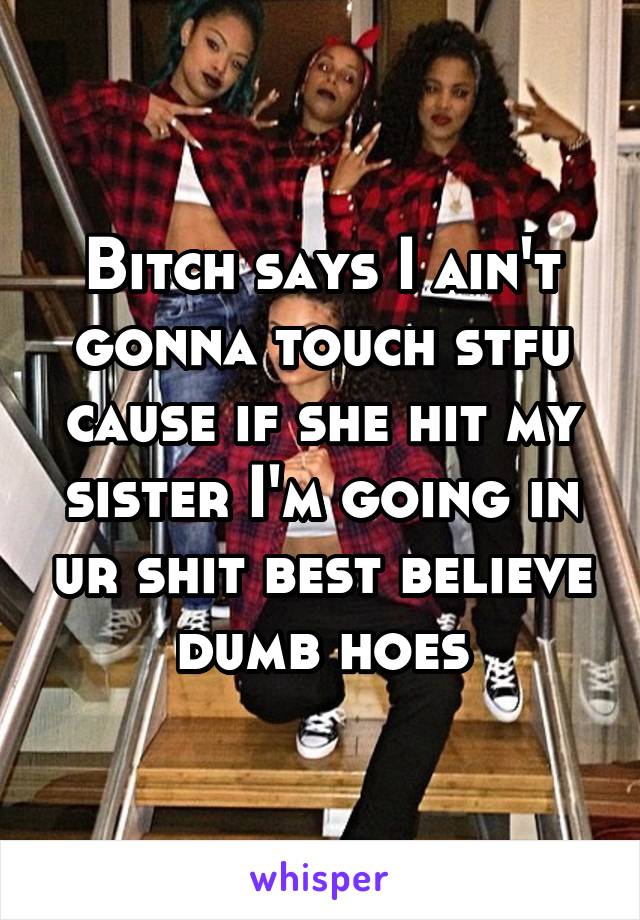 Bitch says I ain't gonna touch stfu cause if she hit my sister I'm going in ur shit best believe dumb hoes