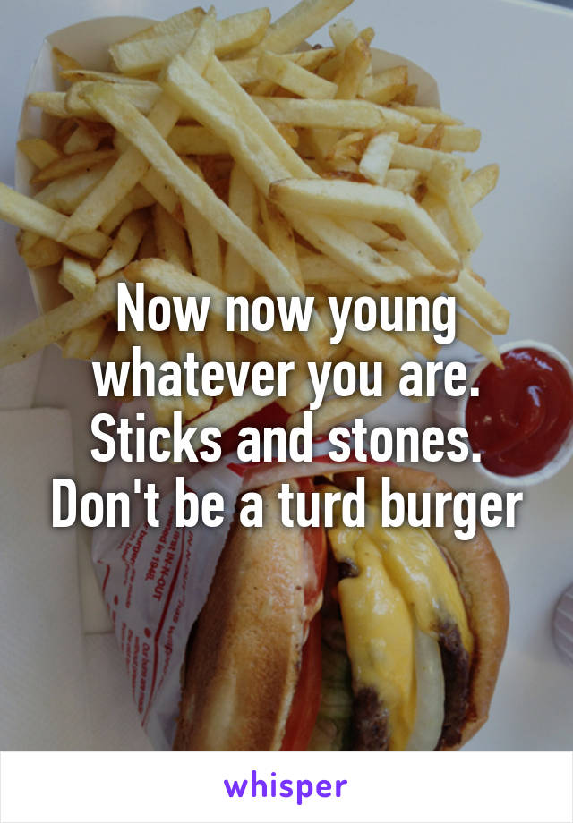 Now now young whatever you are. Sticks and stones. Don't be a turd burger