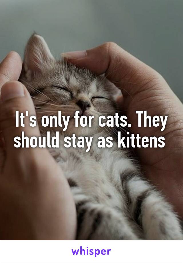 It's only for cats. They should stay as kittens 