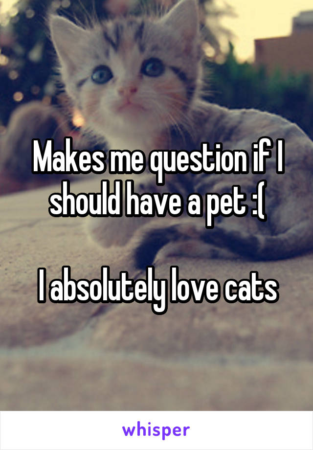 Makes me question if I should have a pet :(

I absolutely love cats