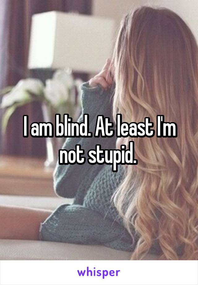 I am blind. At least I'm not stupid. 