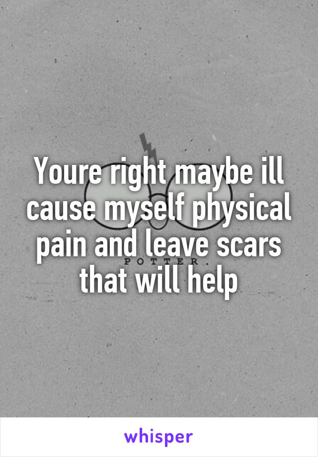 Youre right maybe ill cause myself physical pain and leave scars that will help